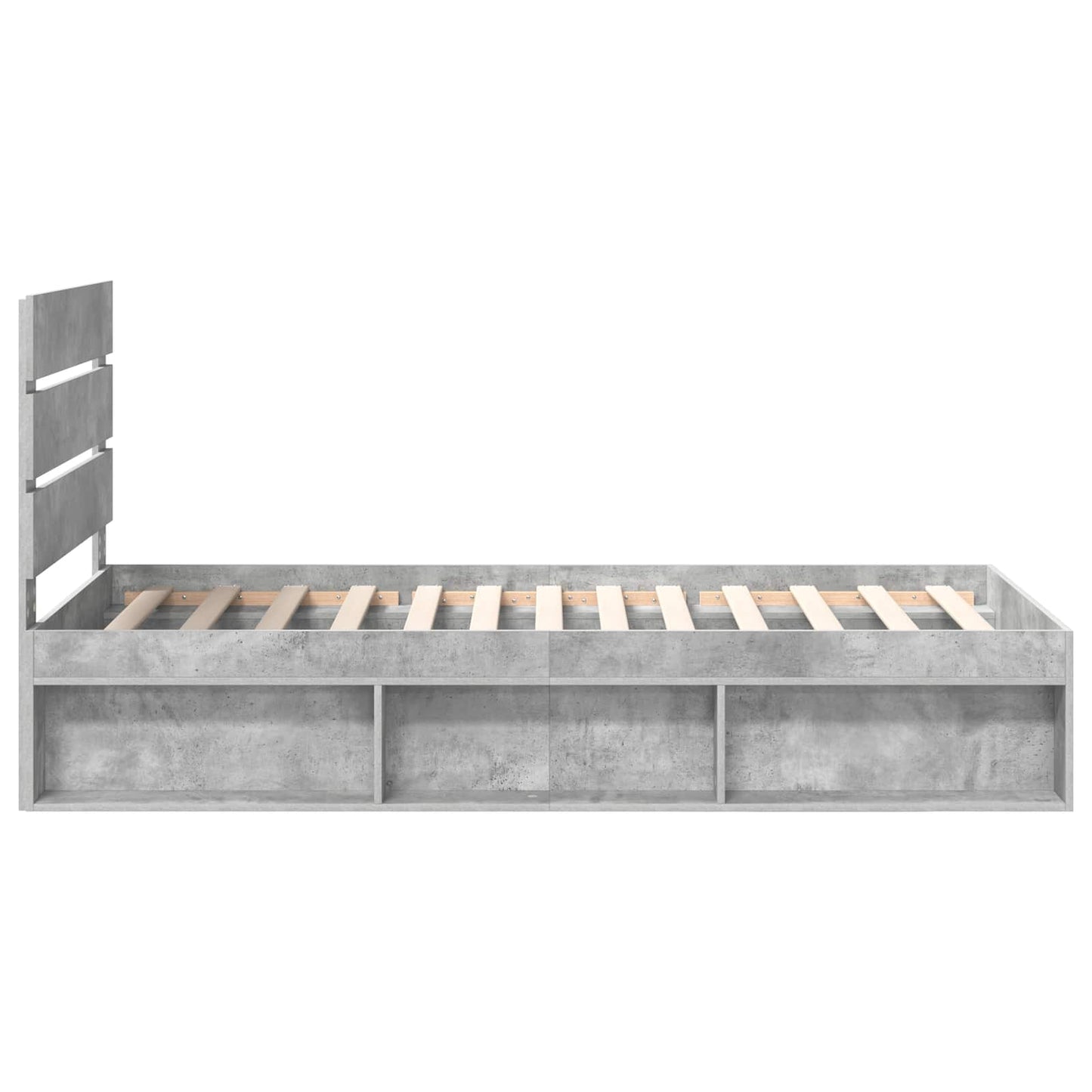 vidaXL Bettrahmen mit Kopfteil Beton 90 x 200 cm Massives Kiefernholz
