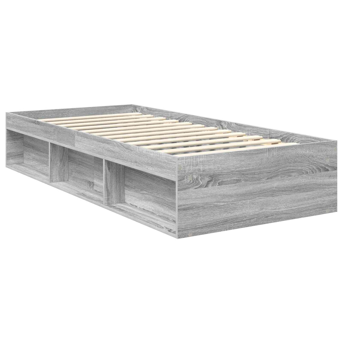 vidaXL Bettrahmen Graues Sonoma 90 x 200 cm Massives Kiefernholz