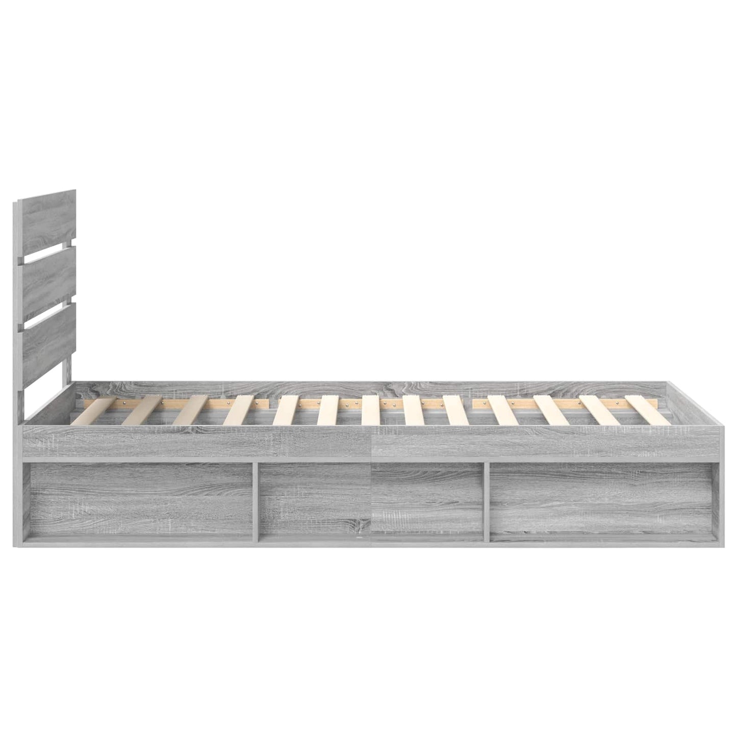 vidaXL Bettrahmen Graues Sonoma 90 x 200 cm Massives Kiefernholz