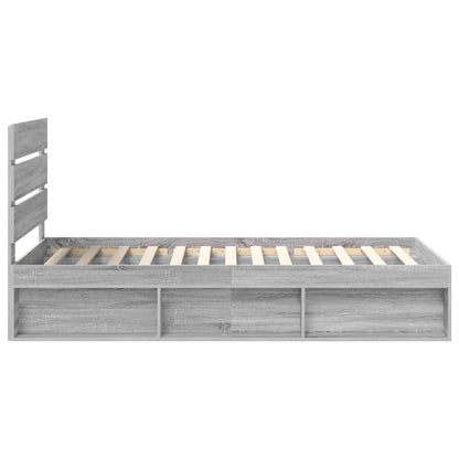 vidaXL Bettrahmen Graues Sonoma 90 x 200 cm Massives Kiefernholz