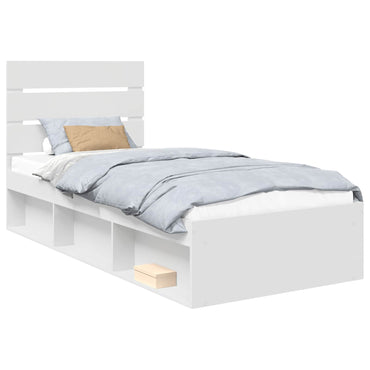 vidaXL Bettrahmen mit Kopfteil Weiß 90 x 190 cm Massives Kiefernholz