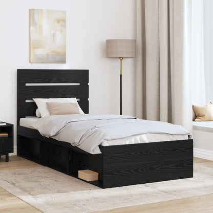 vidaXL Bettrahmen Schwarz 90 x 190 cm Massives Kiefernholz