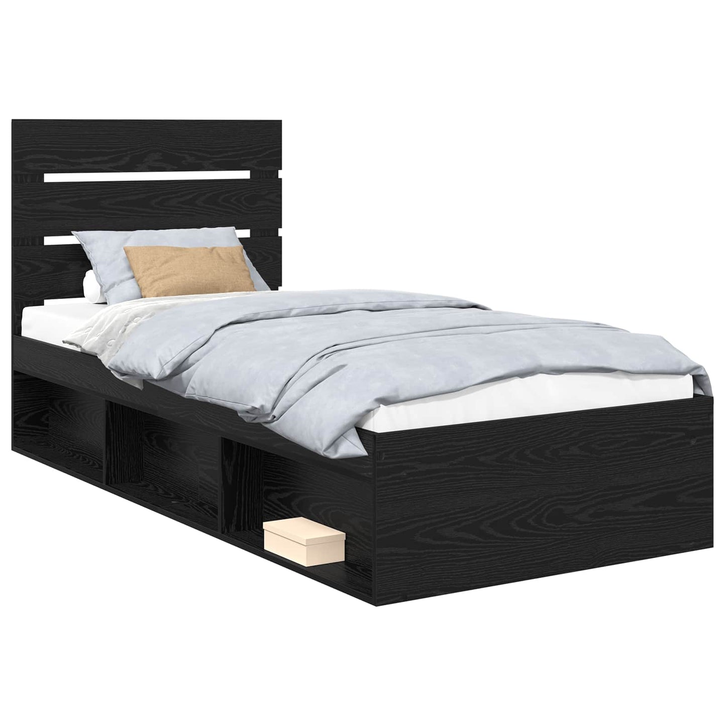 vidaXL Bettrahmen Schwarz 90 x 190 cm Massives Kiefernholz