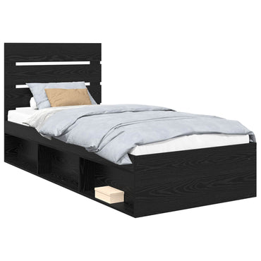 vidaXL Bettrahmen Schwarz 90 x 190 cm Massives Kiefernholz