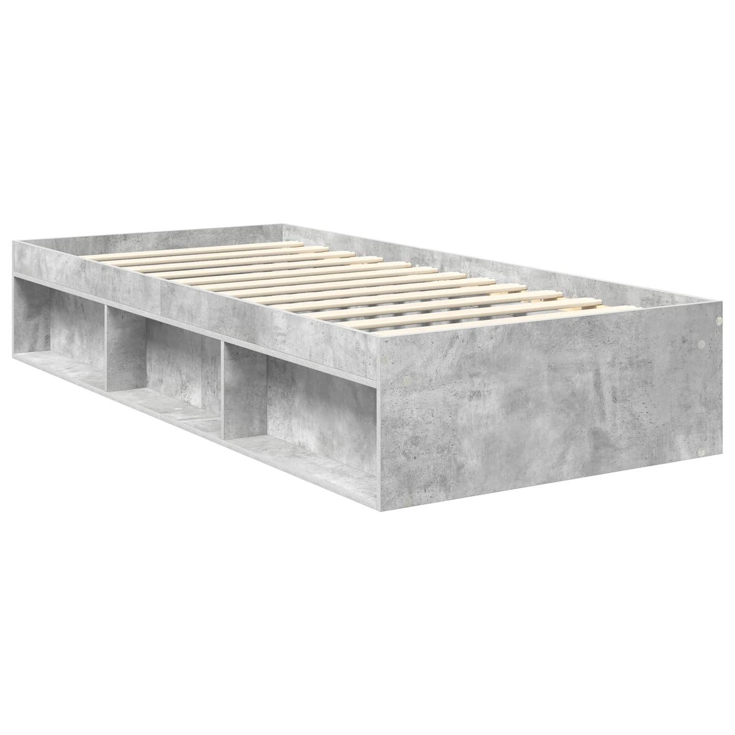 vidaXL Bettrahmen Beton Grau 90 x 190 cm Massives Kiefernholz