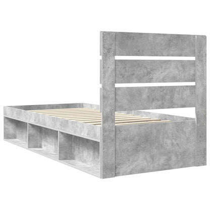 vidaXL Bettrahmen Beton Grau 90 x 190 cm Massives Kiefernholz