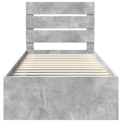 vidaXL Bettrahmen Beton Grau 90 x 190 cm Massives Kiefernholz