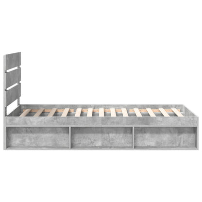 vidaXL Bettrahmen Beton Grau 90 x 190 cm Massives Kiefernholz