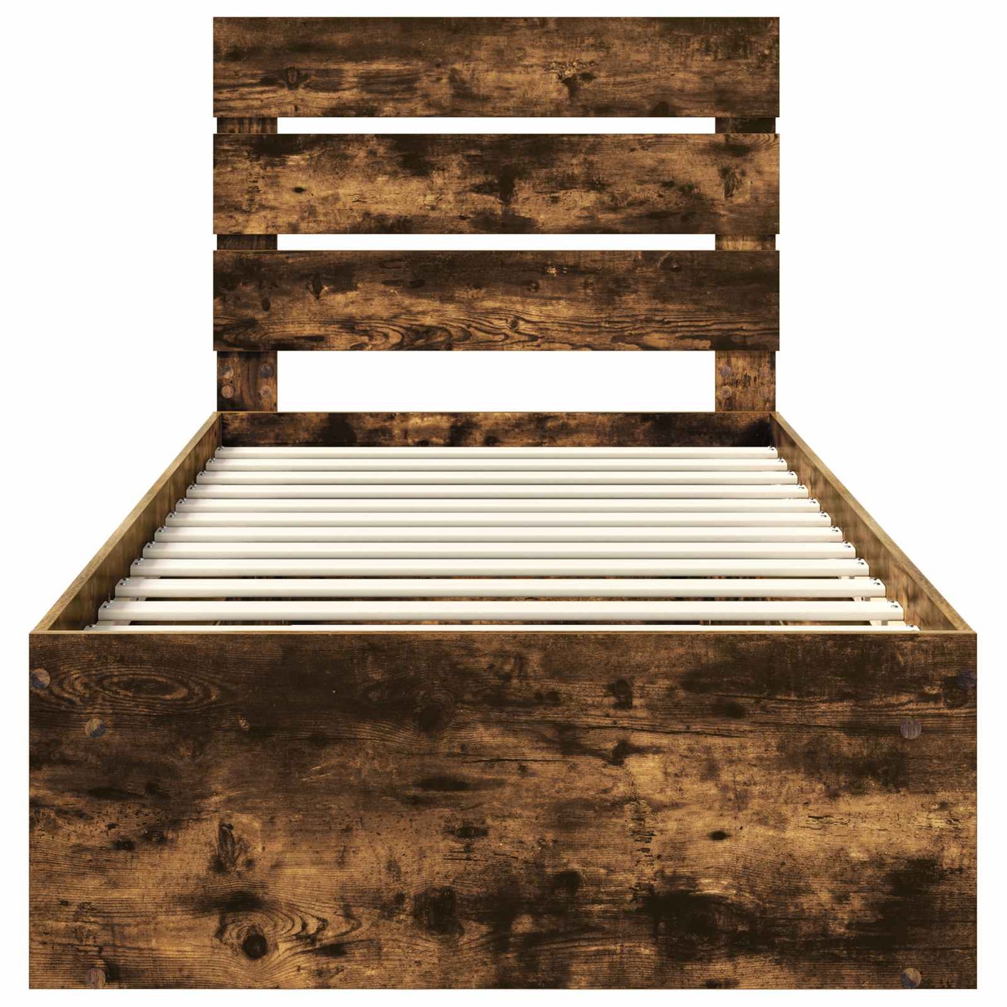 vidaXL Bettrahmen Geräucherte Eiche 90 x 190 cm Massives Kiefernholz