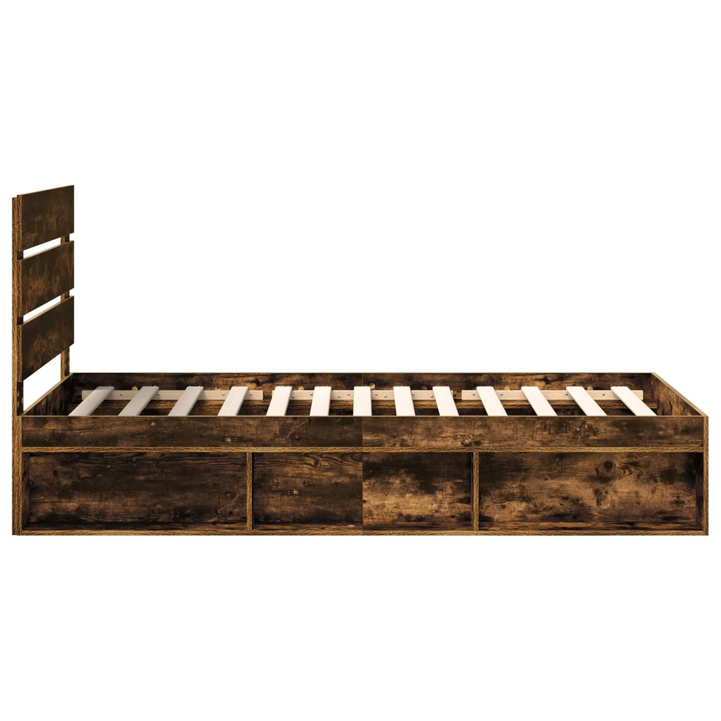 vidaXL Bettrahmen Geräucherte Eiche 90 x 190 cm Massives Kiefernholz