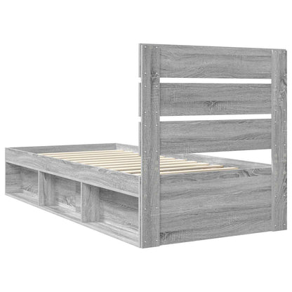 vidaXL Cadre de lit Gris Sonoma 90 x 190 cm Bois de pin massif