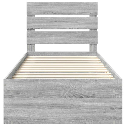 vidaXL Cadre de lit Gris Sonoma 90 x 190 cm Bois de pin massif