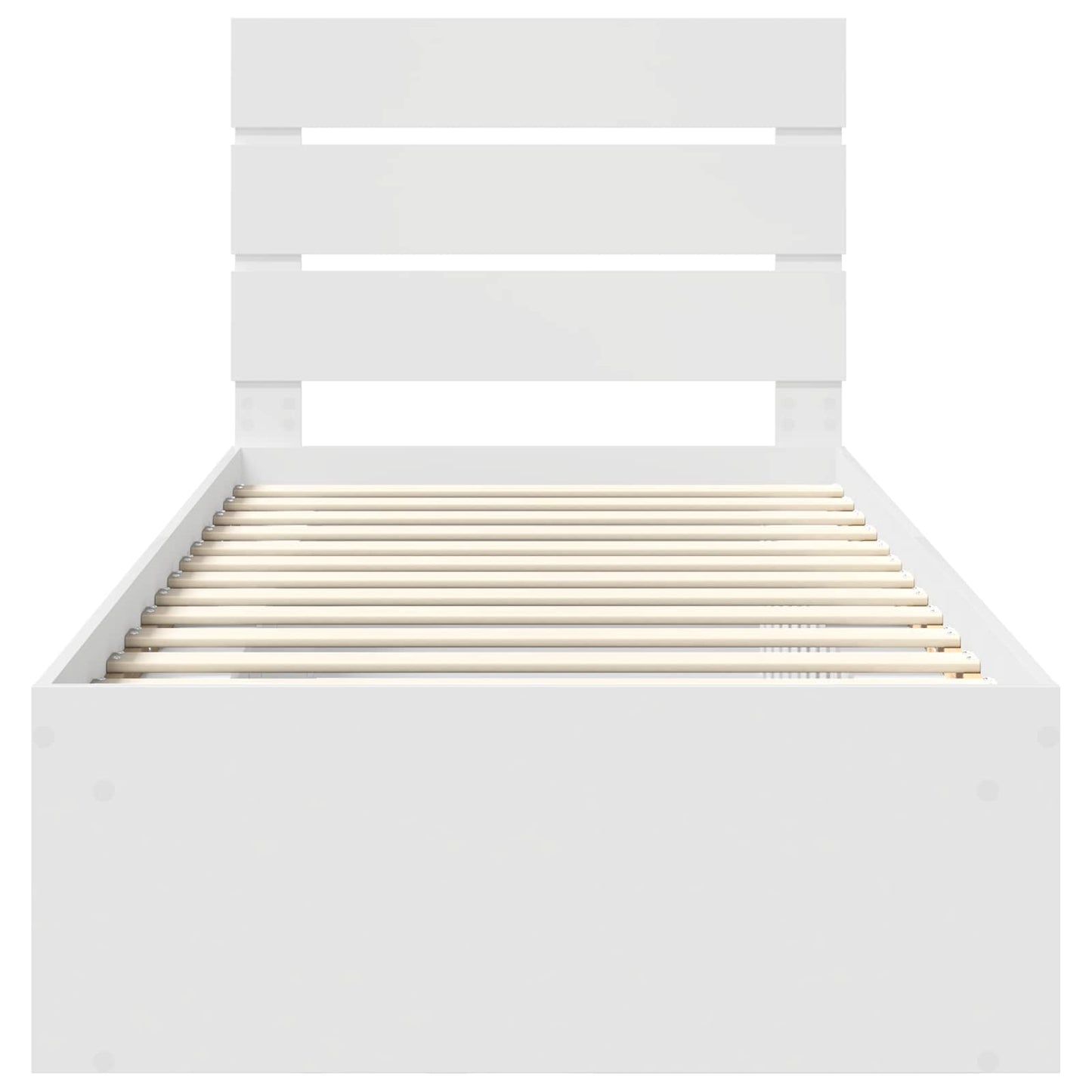 Bettrahmen mit Kopfteil Weiß 75 x 190 cm Massives Kiefernholz