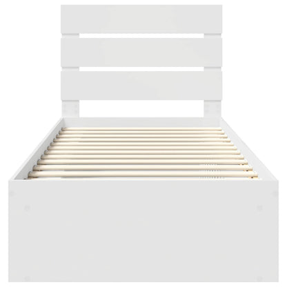 Bettrahmen mit Kopfteil Weiß 75 x 190 cm Massives Kiefernholz
