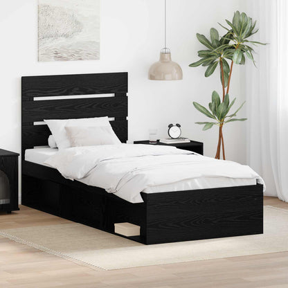 vidaXL Bettrahmen Schwarz 75 x 190 cm Massives Kiefernholz