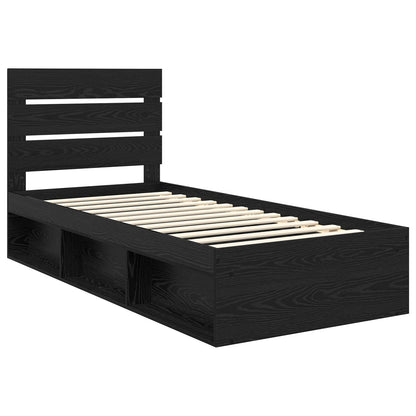 vidaXL Bettrahmen Schwarz 75 x 190 cm Massives Kiefernholz