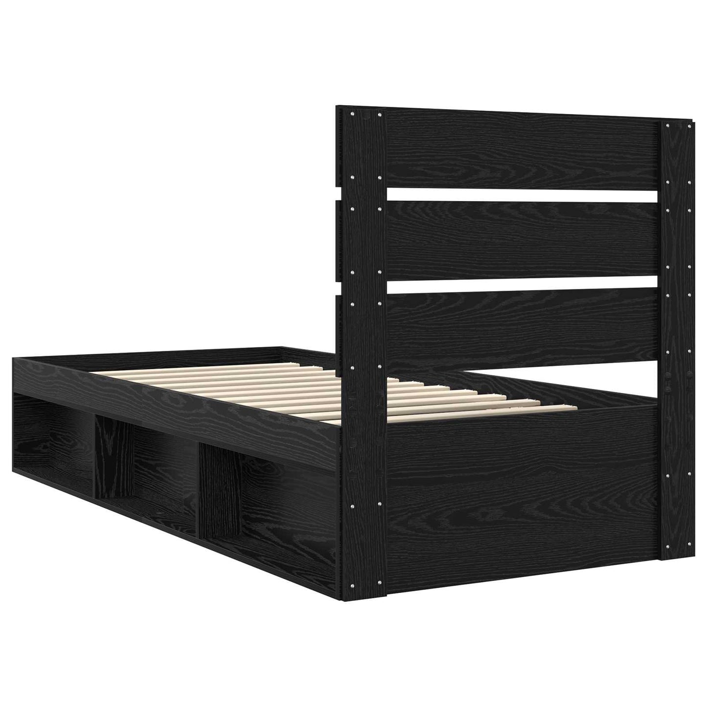 vidaXL Bettrahmen Schwarz 75 x 190 cm Massives Kiefernholz