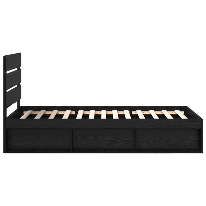 vidaXL Bettrahmen Schwarz 75 x 190 cm Massives Kiefernholz