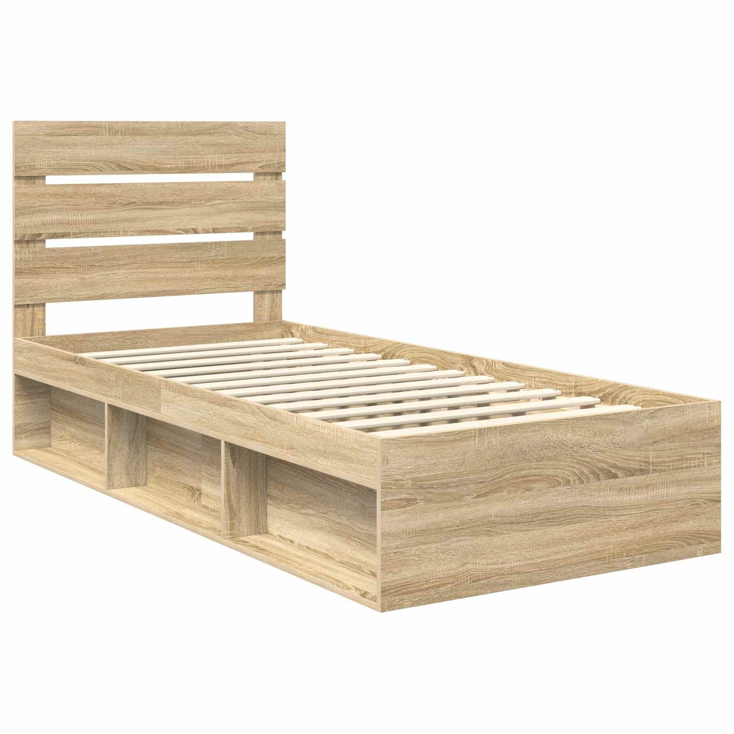 vidaXL Bettrahmen Sonoma-Eiche 75 x 190 cm Massives Kiefernholz
