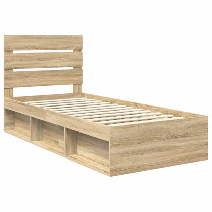 vidaXL Bettrahmen Sonoma-Eiche 75 x 190 cm Massives Kiefernholz