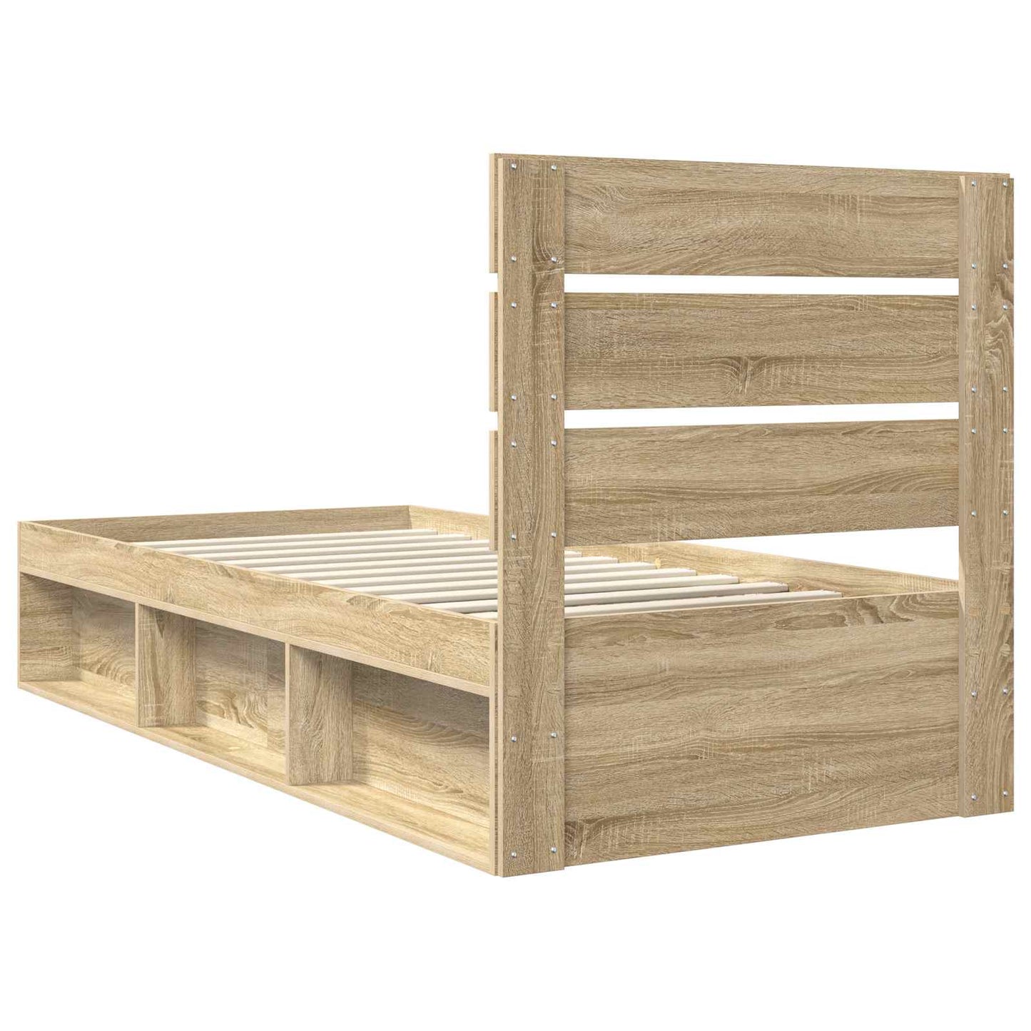vidaXL Bettrahmen Sonoma-Eiche 75 x 190 cm Massives Kiefernholz