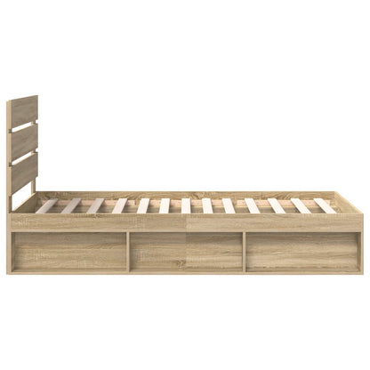 vidaXL Bettrahmen Sonoma-Eiche 75 x 190 cm Massives Kiefernholz