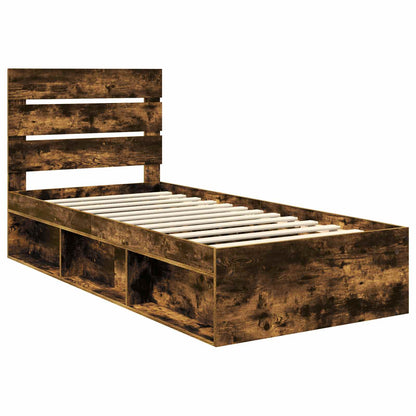 vidaXL Bettrahmen Geräucherte Eiche 75 x 190 cm Massives Kiefernholz