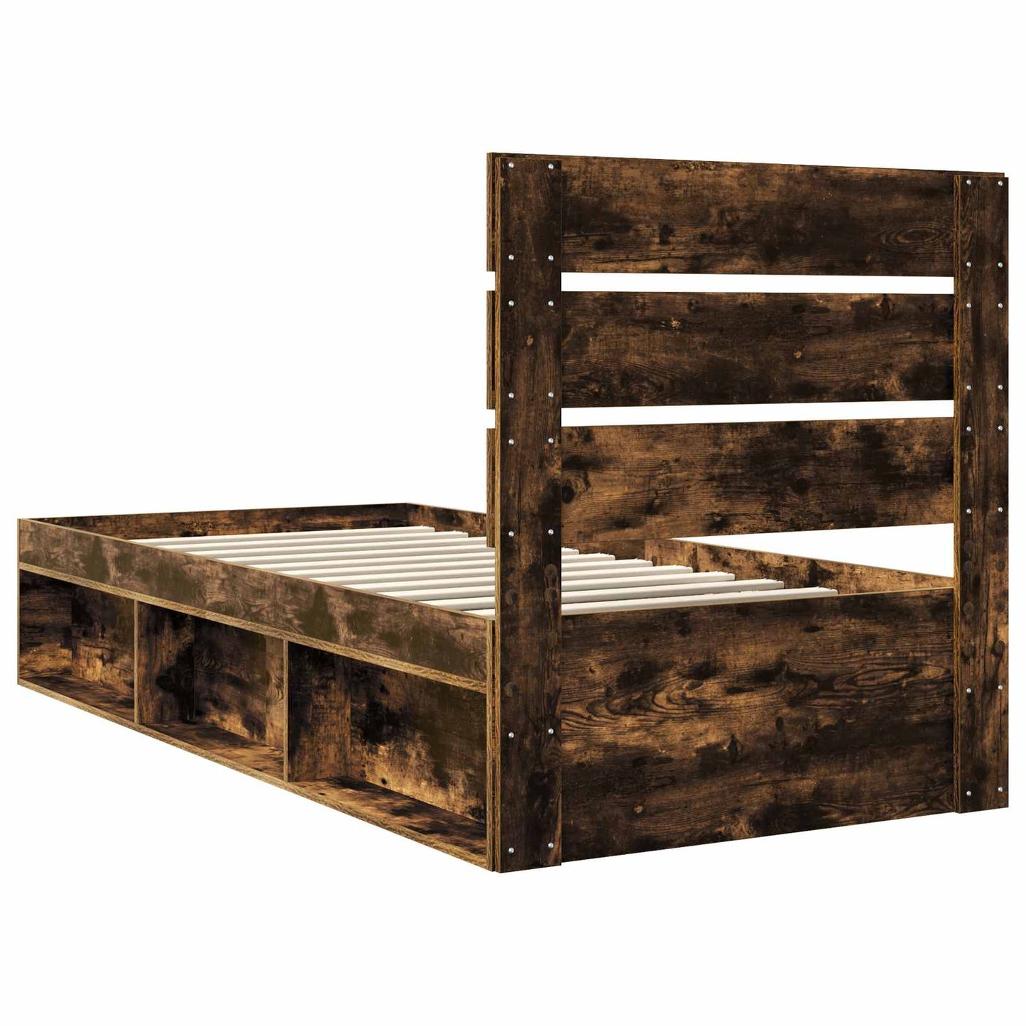 vidaXL Bettrahmen Geräucherte Eiche 75 x 190 cm Massives Kiefernholz