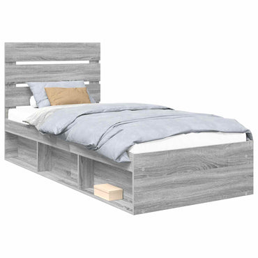 vidaXL Bettrahmen Graues Sonoma 75 x 190 cm Massives Kiefernholz