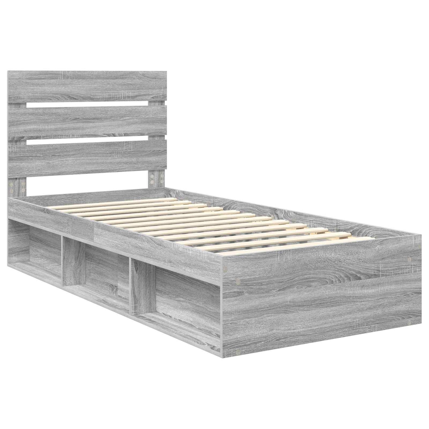 vidaXL Bettrahmen Graues Sonoma 75 x 190 cm Massives Kiefernholz