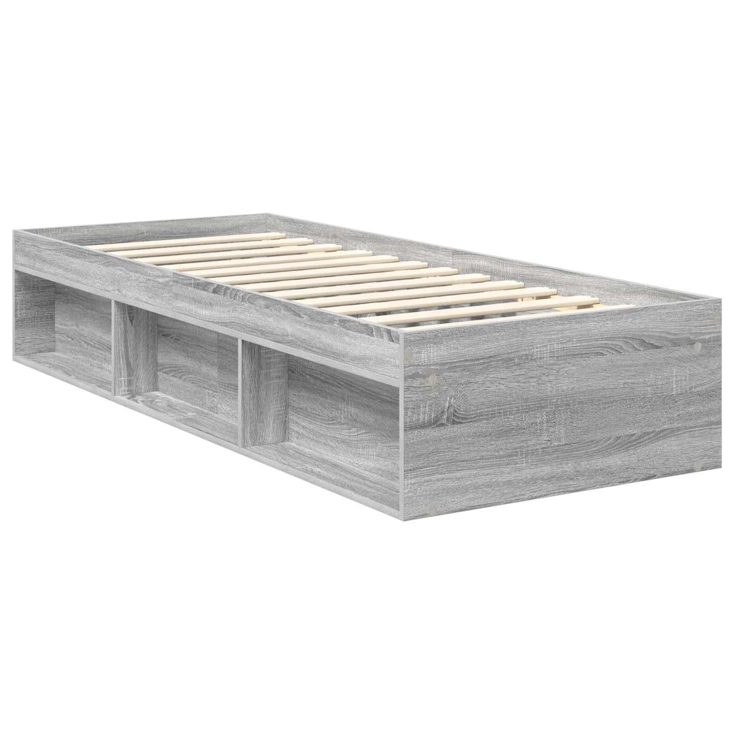 vidaXL Bettrahmen Graues Sonoma 75 x 190 cm Massives Kiefernholz