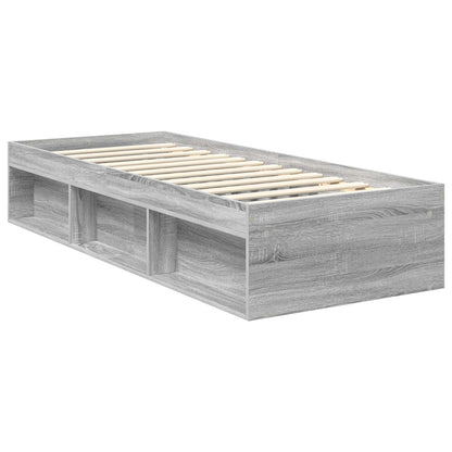 vidaXL Bettrahmen Graues Sonoma 75 x 190 cm Massives Kiefernholz
