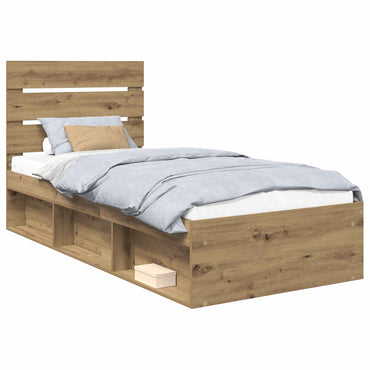 vidaXL Cadre de lit Artisanat Chêne 75 x 190 cm Bois de pin massif