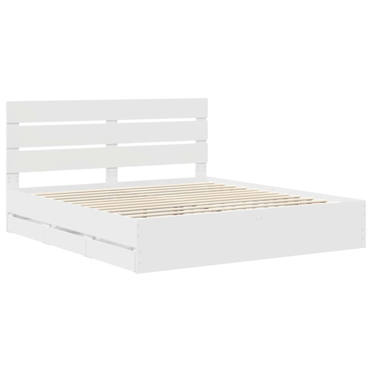 vidaXL Bettrahmen mit Schubladen Weiß 200 x 200 cm Ingenieurs Holz