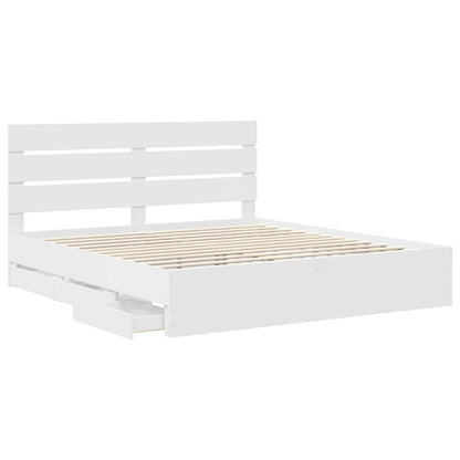 vidaXL Bettrahmen mit Schubladen Weiß 200 x 200 cm Ingenieurs Holz