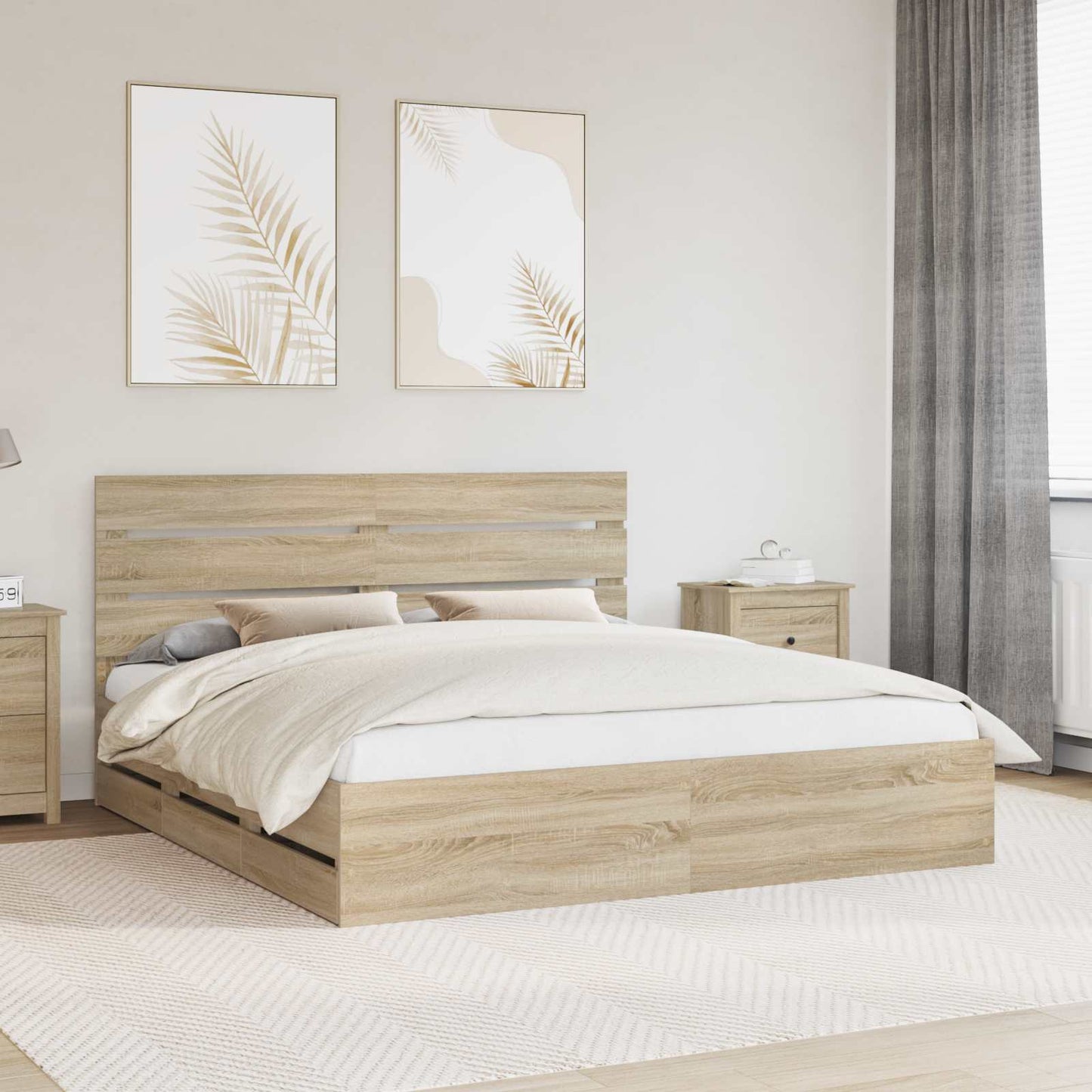 vidaXL Bettrahmen Sonoma-Eiche 200 x 200 cm Ingenieurs Holz