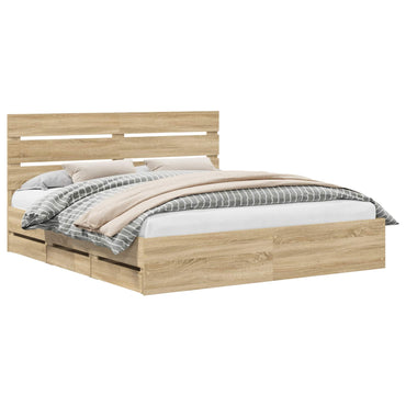 vidaXL Bettrahmen Sonoma-Eiche 200 x 200 cm Ingenieurs Holz