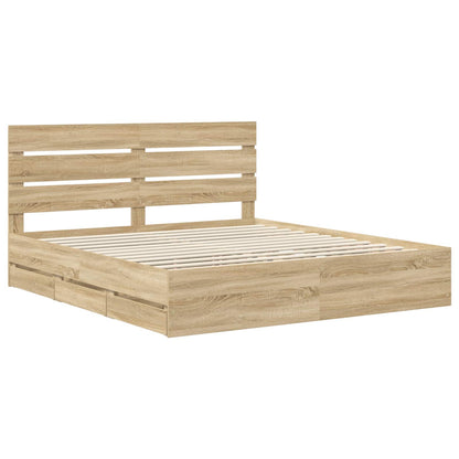vidaXL Bettrahmen Sonoma-Eiche 200 x 200 cm Ingenieurs Holz