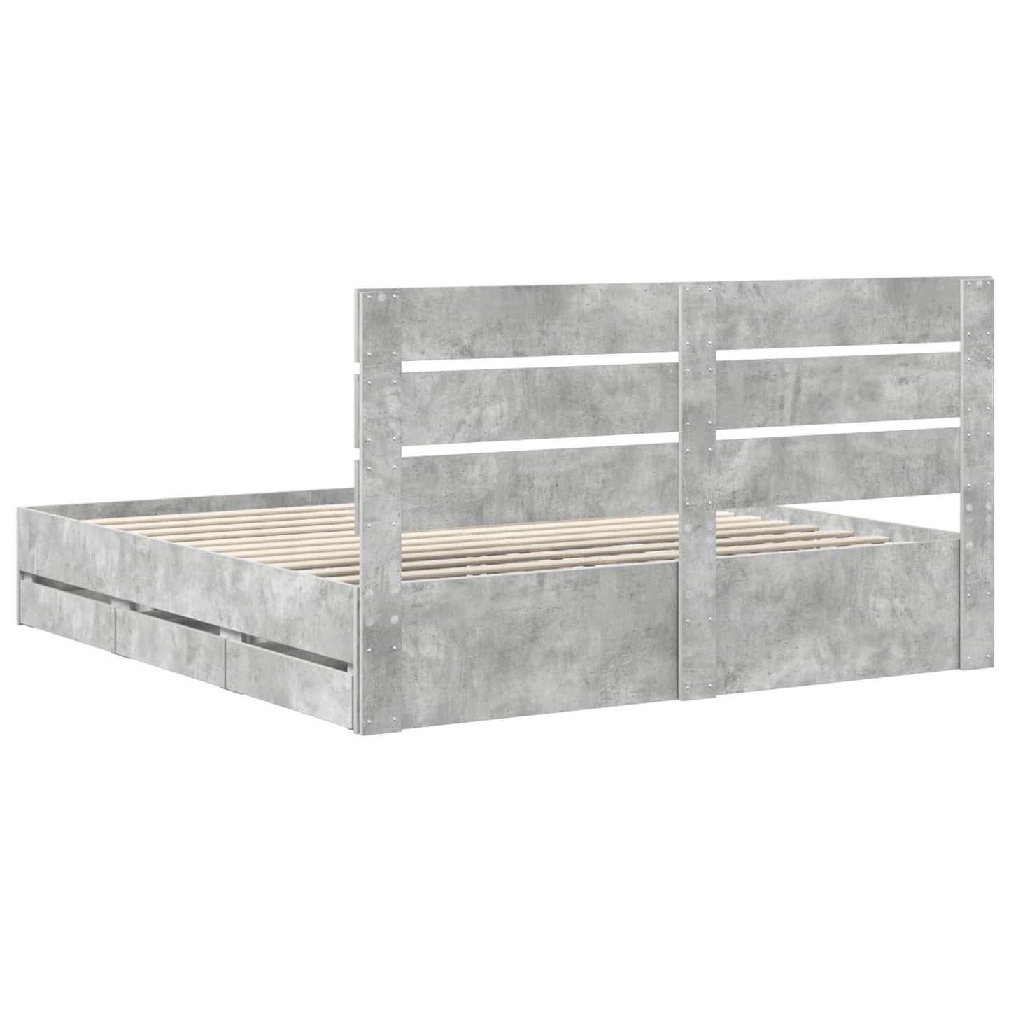 vidaXL Bettrahmen mit Kopfteil Beton Grau 200 x 200 cm Ingenieurs Holz