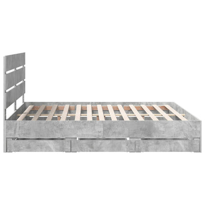 vidaXL Bettrahmen mit Kopfteil Beton Grau 200 x 200 cm Ingenieurs Holz