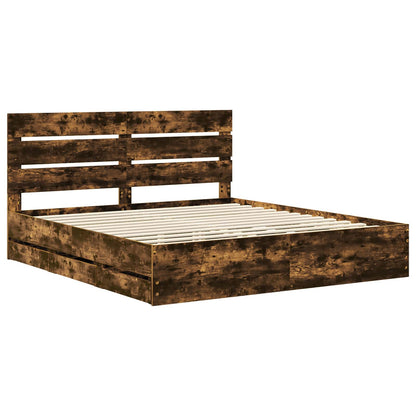 vidaXL Bettrahmen Geräucherte Eiche 200 x 200 cm Ingenieurs Holz