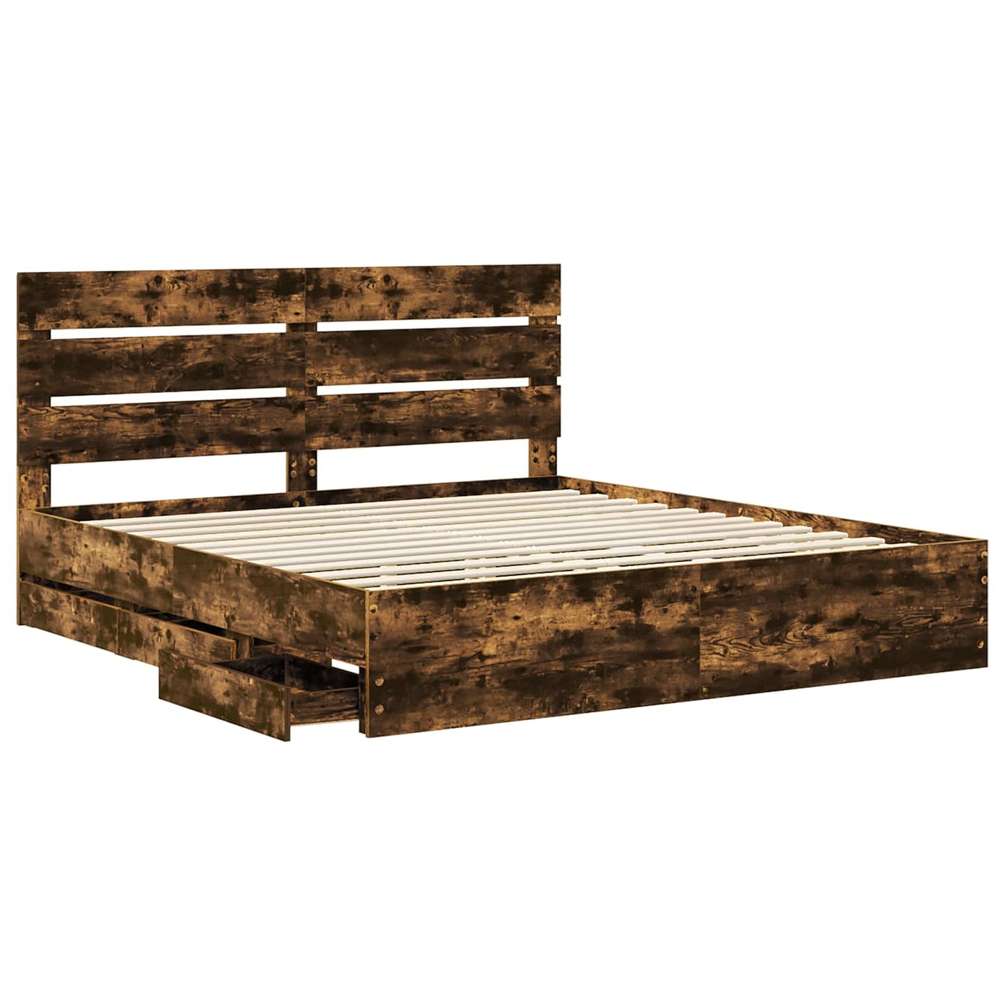 vidaXL Bettrahmen Geräucherte Eiche 200 x 200 cm Ingenieurs Holz