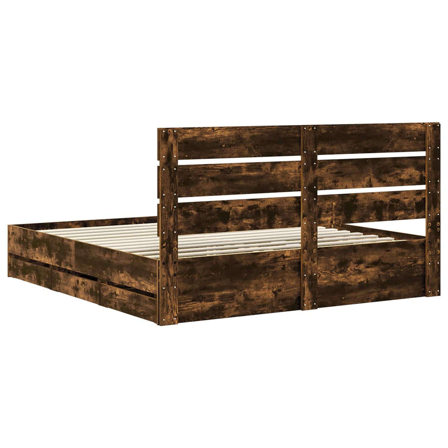 vidaXL Bettrahmen Geräucherte Eiche 200 x 200 cm Ingenieurs Holz