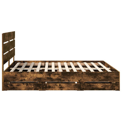 vidaXL Bettrahmen Geräucherte Eiche 200 x 200 cm Ingenieurs Holz