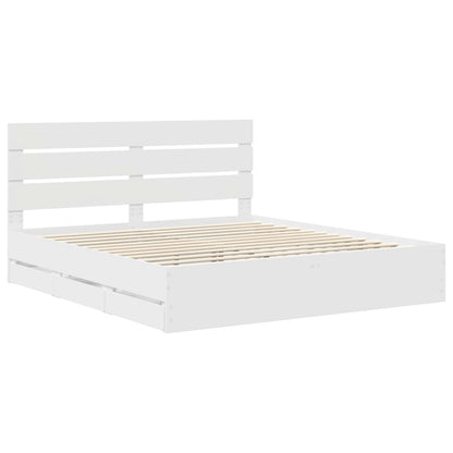vidaXL Bettrahmen mit Schubladen Weiß 180 x 200 cm Ingenieurs Holz