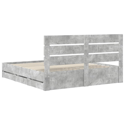 vidaXL Bettrahmen mit Kopfteil Beton Grau 180 x 200 cm Ingenieurs Holz