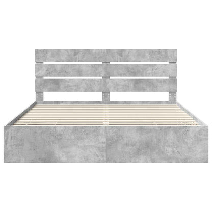 vidaXL Bettrahmen mit Kopfteil Beton Grau 180 x 200 cm Ingenieurs Holz