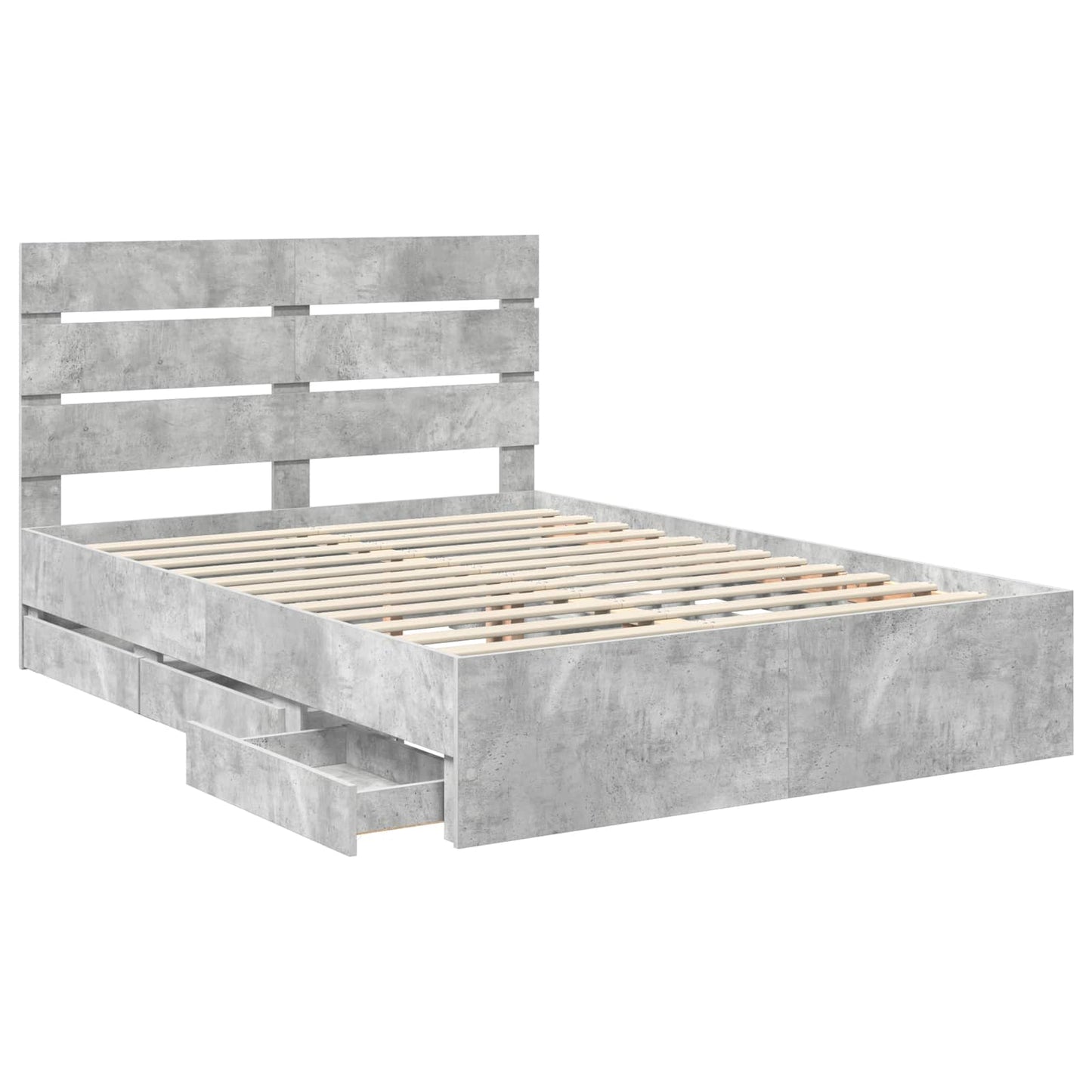 vidaXL Bettrahmen mit Kopfteil Beton Grau 160 x 200 cm Ingenieurs Holz