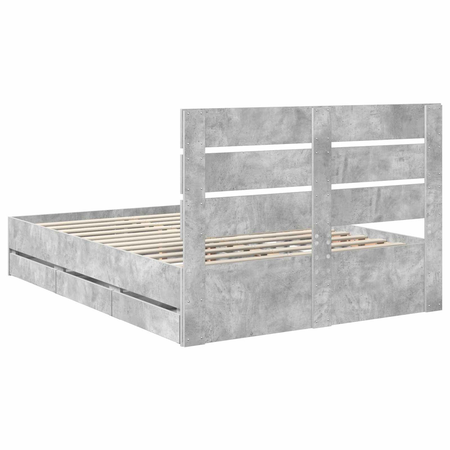 vidaXL Bettrahmen mit Kopfteil Beton Grau 160 x 200 cm Ingenieurs Holz