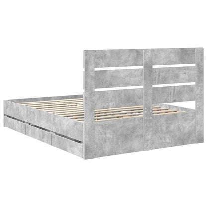 vidaXL Bettrahmen mit Kopfteil Beton Grau 160 x 200 cm Ingenieurs Holz